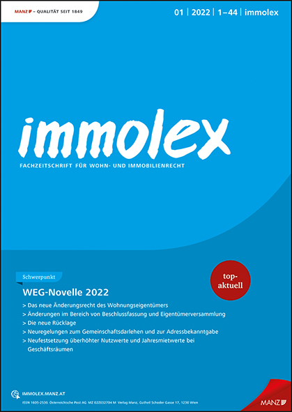 Immolex ZS für Wohn- und Immobilienrecht. Erscheint monatlich, Preis: Inland jährl inkl. Versand